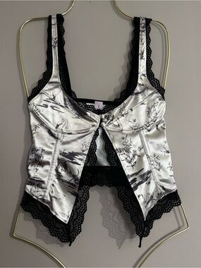 NWOT Out From Under Satin Lace Handkerchief Corset Cami Top XS Fairy Grunge
